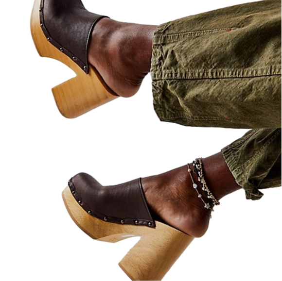 Free People Shoes - Beale Square Toe Platform Clogs - Chocolate